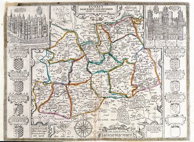 Map of Surrey, described and divided into hundreds by English School